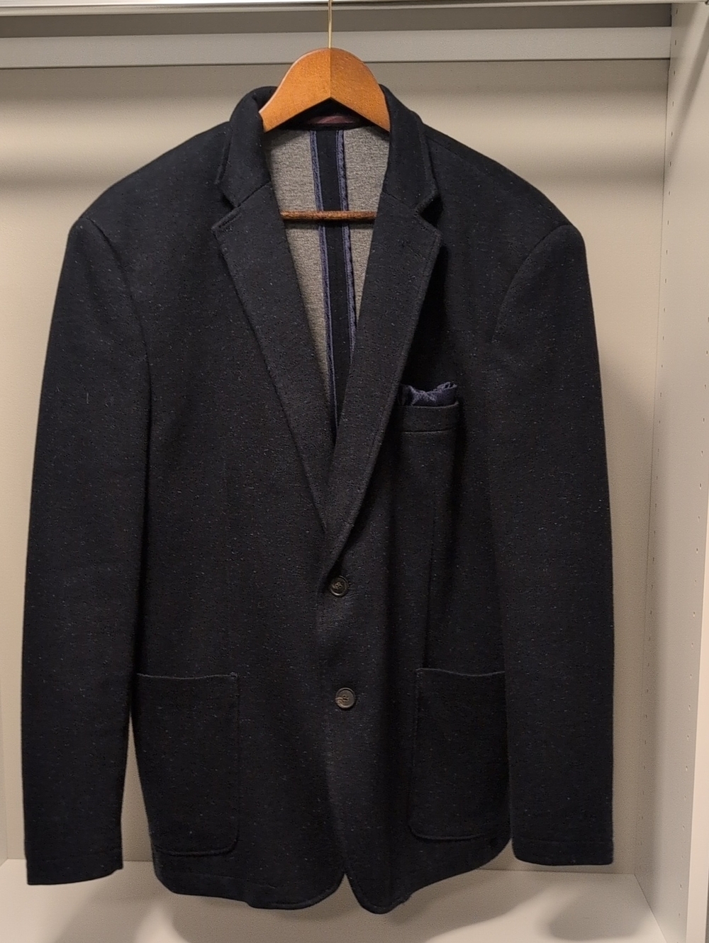 Johnston & Murphy Navy Sport Coat with Patch Pockets - Size xL